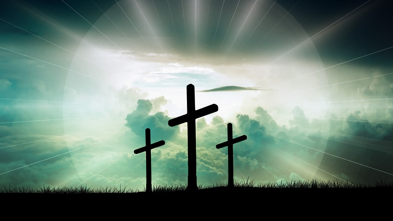 crosses, clouds, faith, christ, god, jesus, sun, light, sky, crucifixion, nature, resurrection, bible, christianity, church, easter, religion